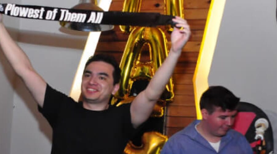 a person holding a banner