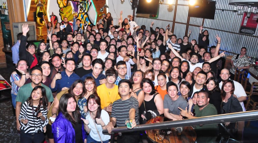 a group of people posing for a photo